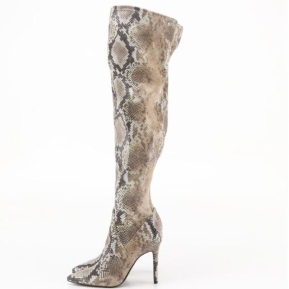 Jessica Simpson Animal Print- Over-the-Knee Stiletto Stretch Boots - Picture 2 of 11